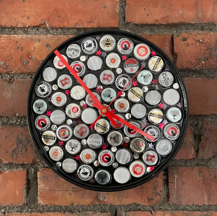 Bottle Cap Wall Clock - Folksy