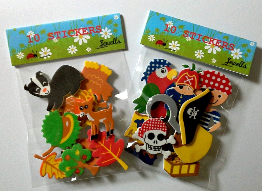 Craft Kits of 10 foam stickers Pirate ship skull parrot sailor