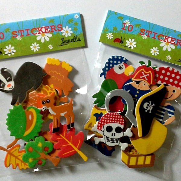 Craft Kits of 10 foam stickers Pirate ship skull parrot sailor