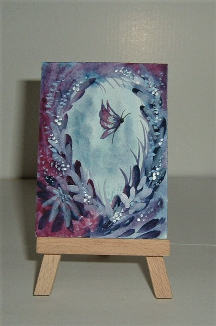 original art fantasy butterfly painting aceo atc ( ref F 483)