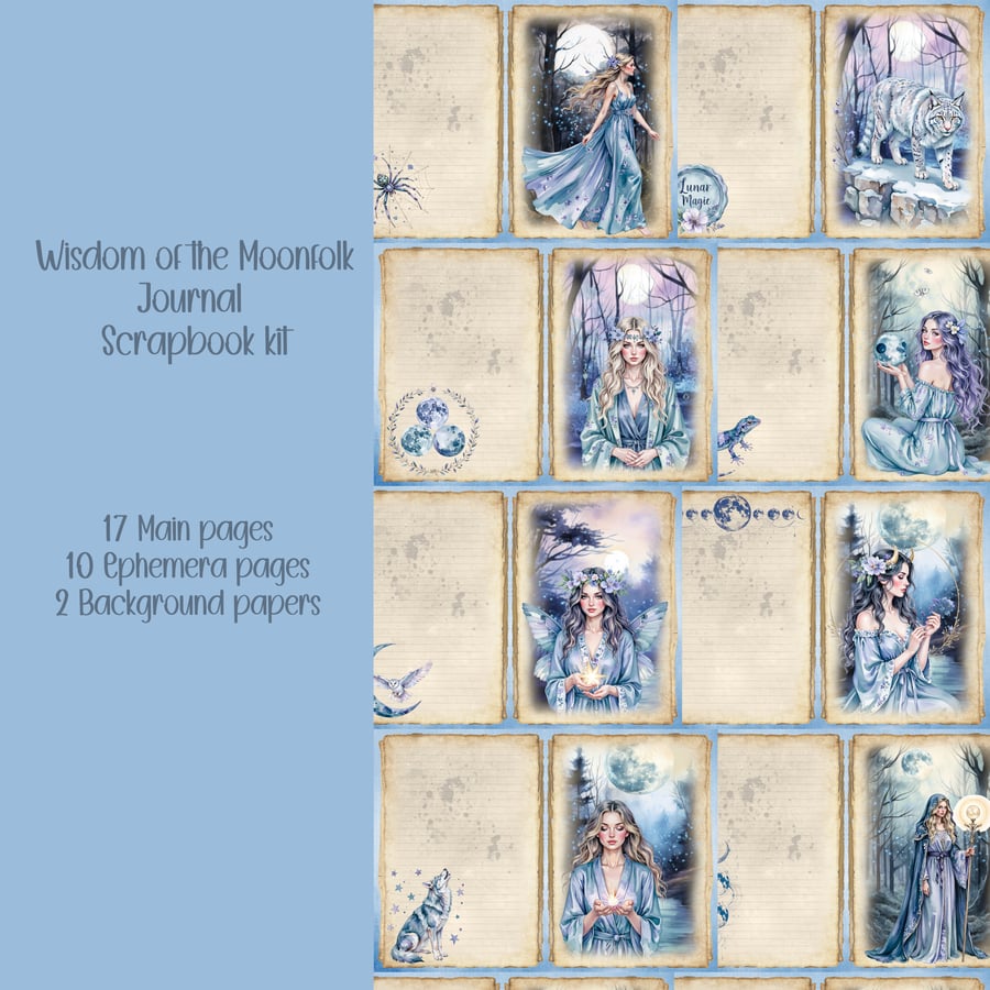 Wisdom of the Moonfolk Scrapbooking, Ephemera, Journal, Digital Download 