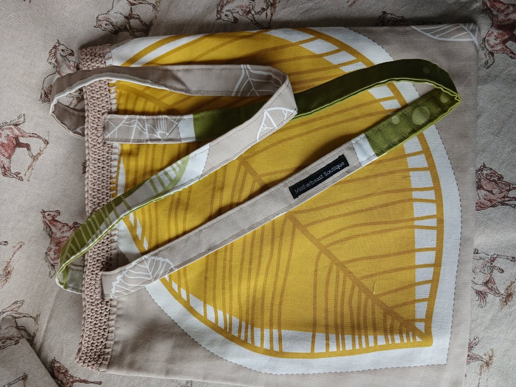 Handmade tote bag  leaf design( ikea fabric)