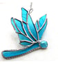 Dragonfly Suncatcher Stained Glass Turquoise Closed Wing