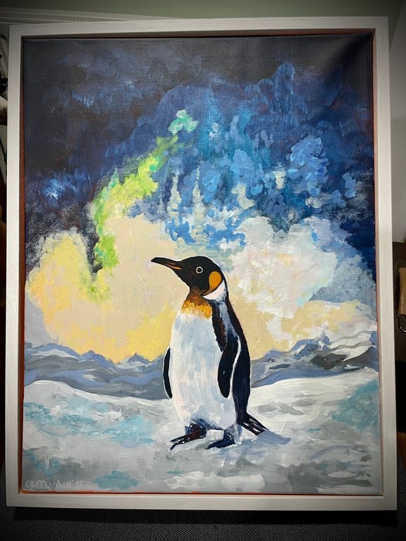 “The Silent Sentinel” - A lone penguin stands watch over the frozen landscape 