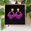 Aztec Sunbeam Earrings - Purple & Yellow 