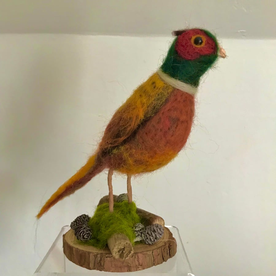 Needle felted pheasant home decoration 