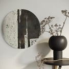 Round texture canvas chocolate brown and beige wall decor 