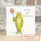 Birthday Card Monster Balloon - Personalised with any Birthday age