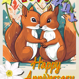 Happy Anniversary Squirrels Card A5