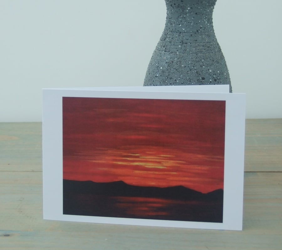 Art Greetings Cards, Red Sunset