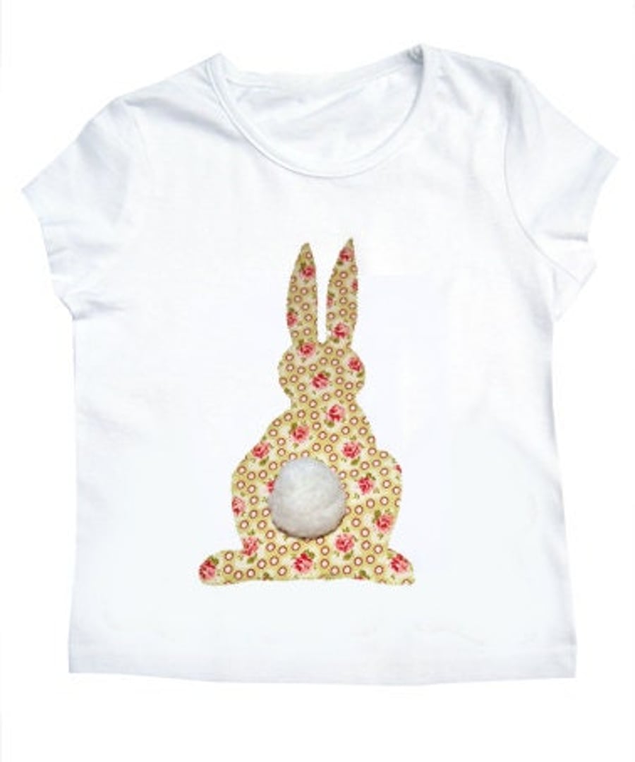 Girls Rabbit T-Shirt, Easter Clothing, Easter T-shirt, Bunny T-shirt