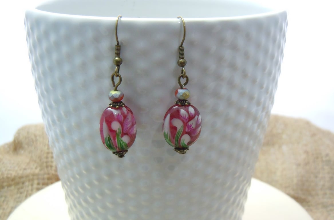 Artisan lampwork glass bead earrings
