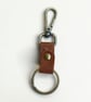 Cognac Tan Full Grain Compact Leather Snap Hook Keychain Handmade UK - Image 5