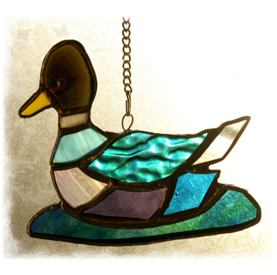 SOLD Duck Suncatcher Stained Glass Quack Mallard
