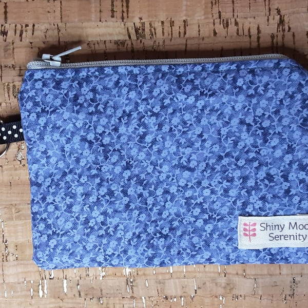 Coin Purse Blue with small Flower Print.