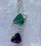 Wire zigzag earrings with fluorite stone triangles - Image 5