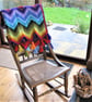 Crochet pattern for small ripple tasseled throw. Multicoloured.  Photo tutorial. - Image 1