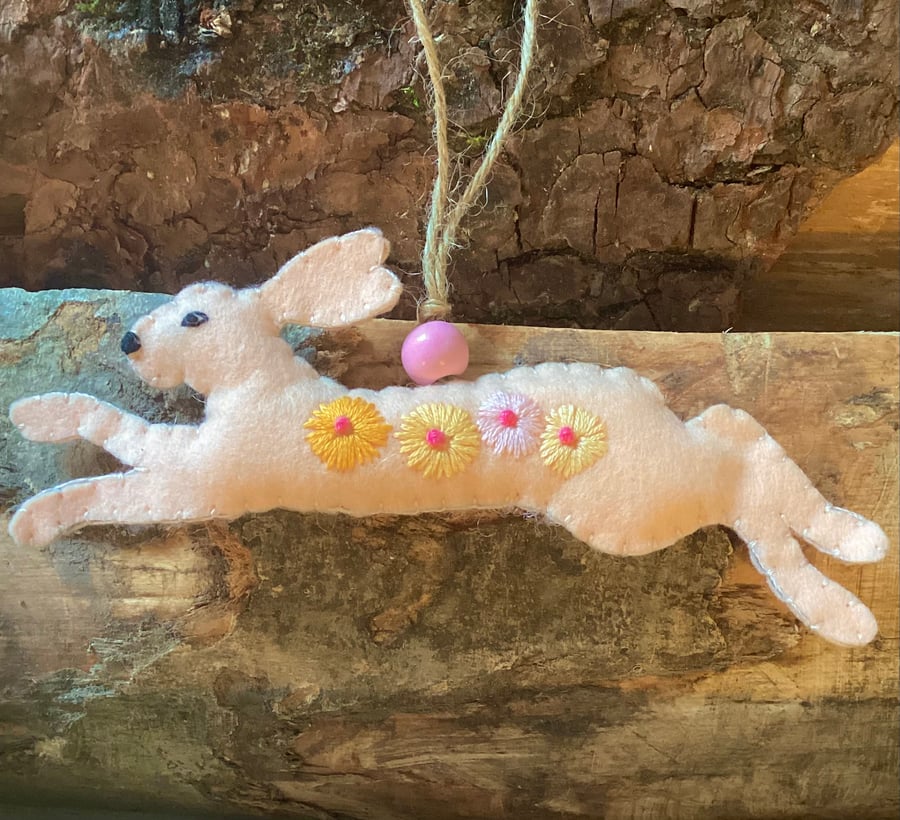 Felt Hare Hanging Decoration
