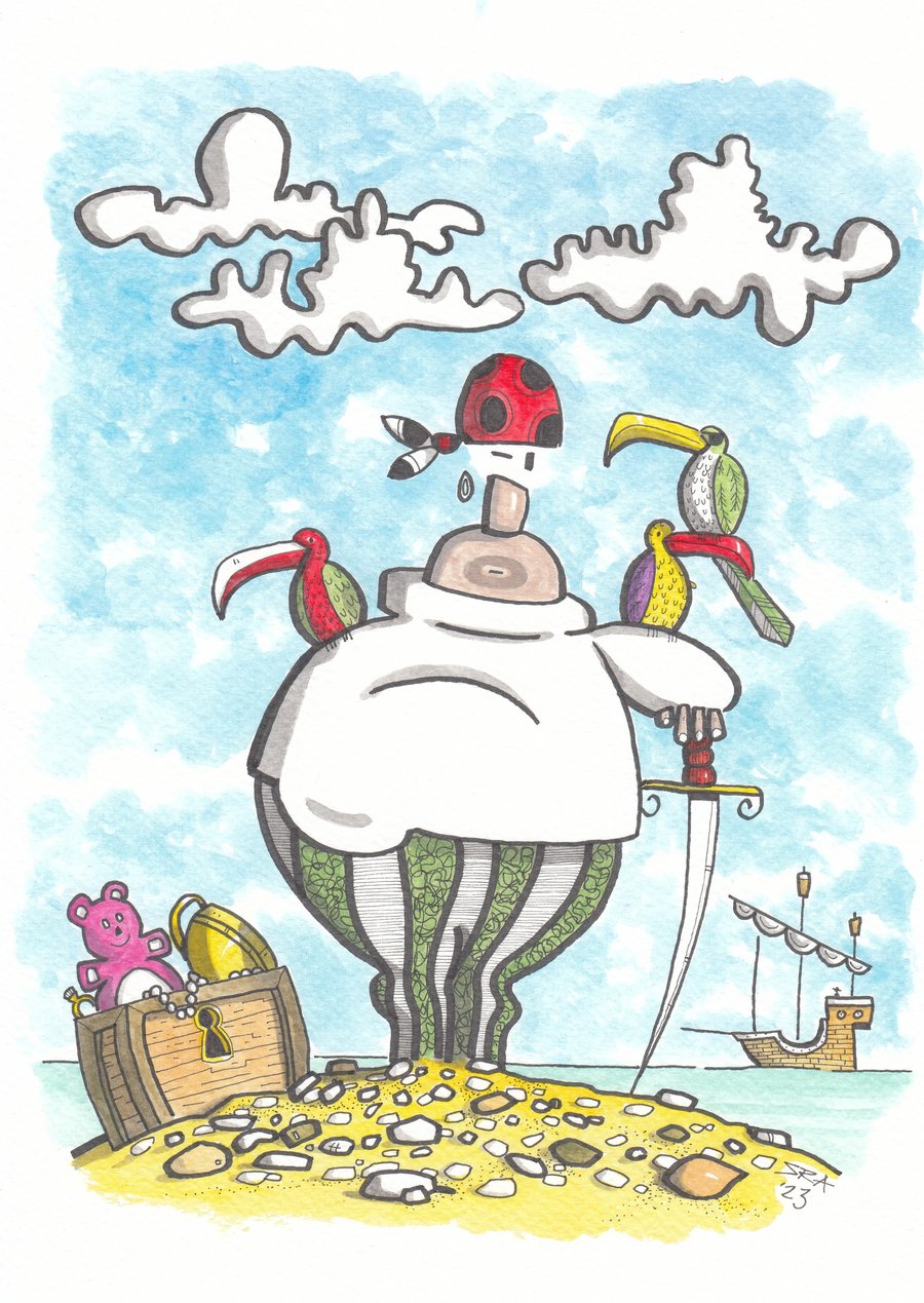 'Ned, The Pirate' an A4 sized original artwork