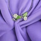 Sterling Silver Flower Botanical Necklace, Amethyst, Occasion Wedding - Freepost