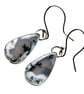 Dendritic Agate Earrings Silver Jewellery Gift Teardrop Dangle Snow Scene 925 - Image 1