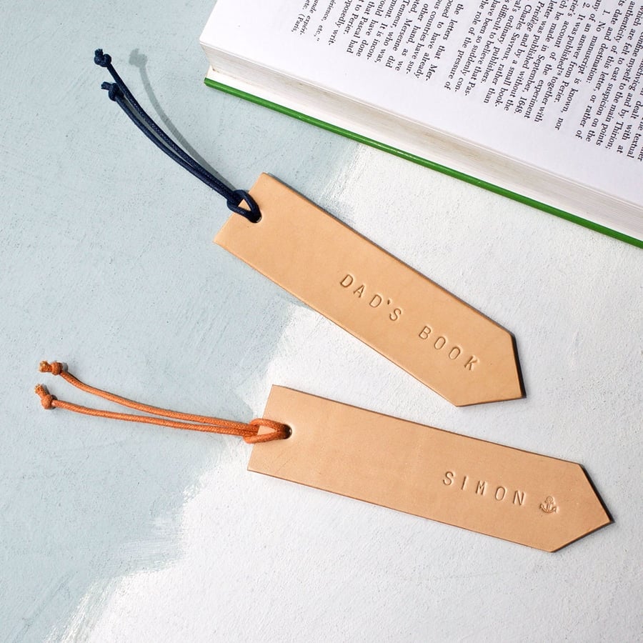 Natural Personalised Leather Bookmark