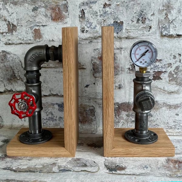 Solid Oak Bookends Pair