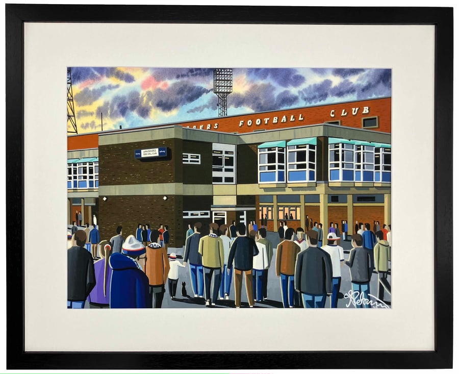 Bolton, Retro Burnden Park, Framed Football Art Print. 20" x 16" Frame Size