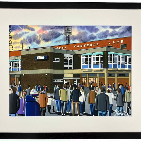 Bolton, Retro Burnden Park, Framed Football Art Print. 20" x 16" Frame Size