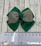 School Hunter Green and Grey Top Knot Bow on Clip - Image 3