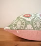 Maya Apple Green & Paprika Floral Cushion Cover, Square Cushion - Image 4