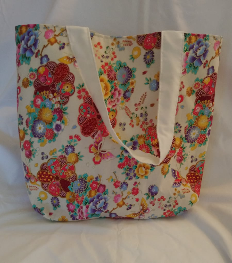  Floral and Butterfly Design Tote Bag