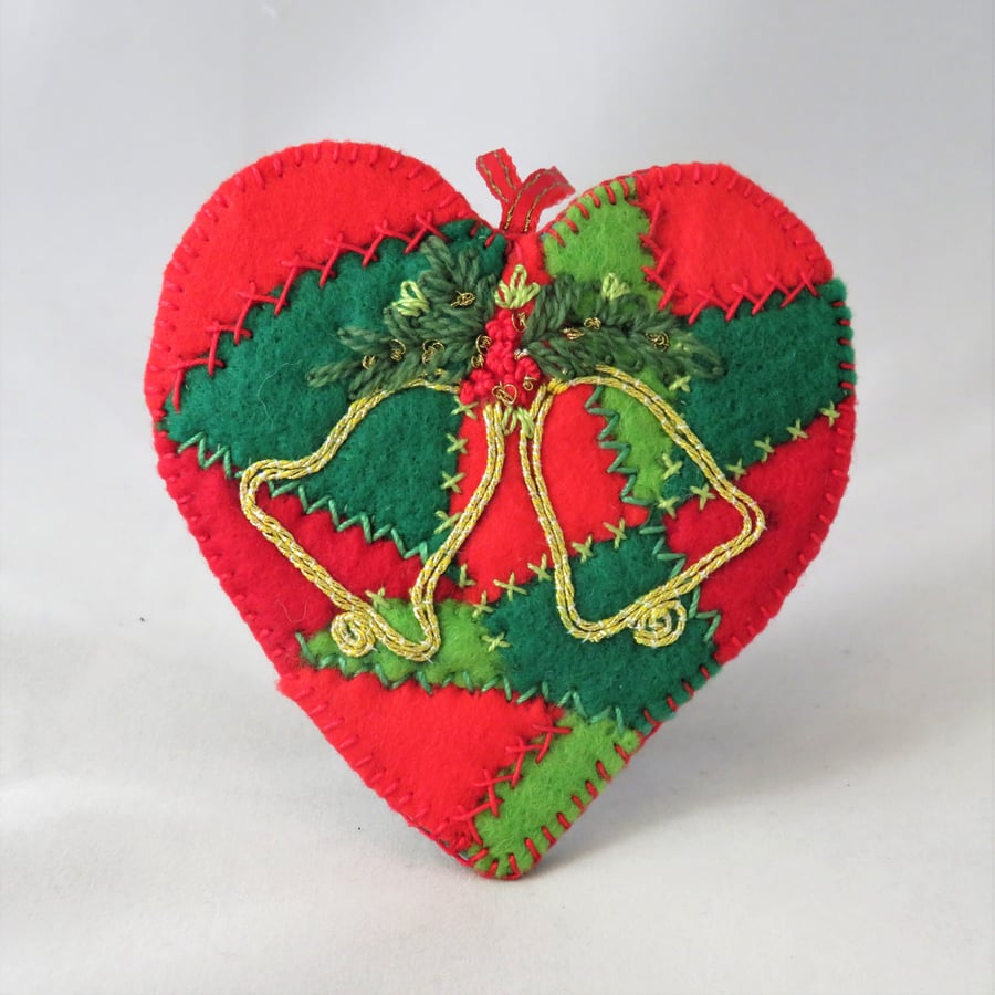 SALE - Christmas Bells Heart hanging wall decoration