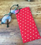 Glasses case - Red & white hearts and dots fabric glasses case - Image 1