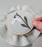 Snowdrop mini hoop, handmade hanging decoration, embroidered - Image 4