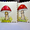 Mushroom, toadstool greetings card - hand painted 