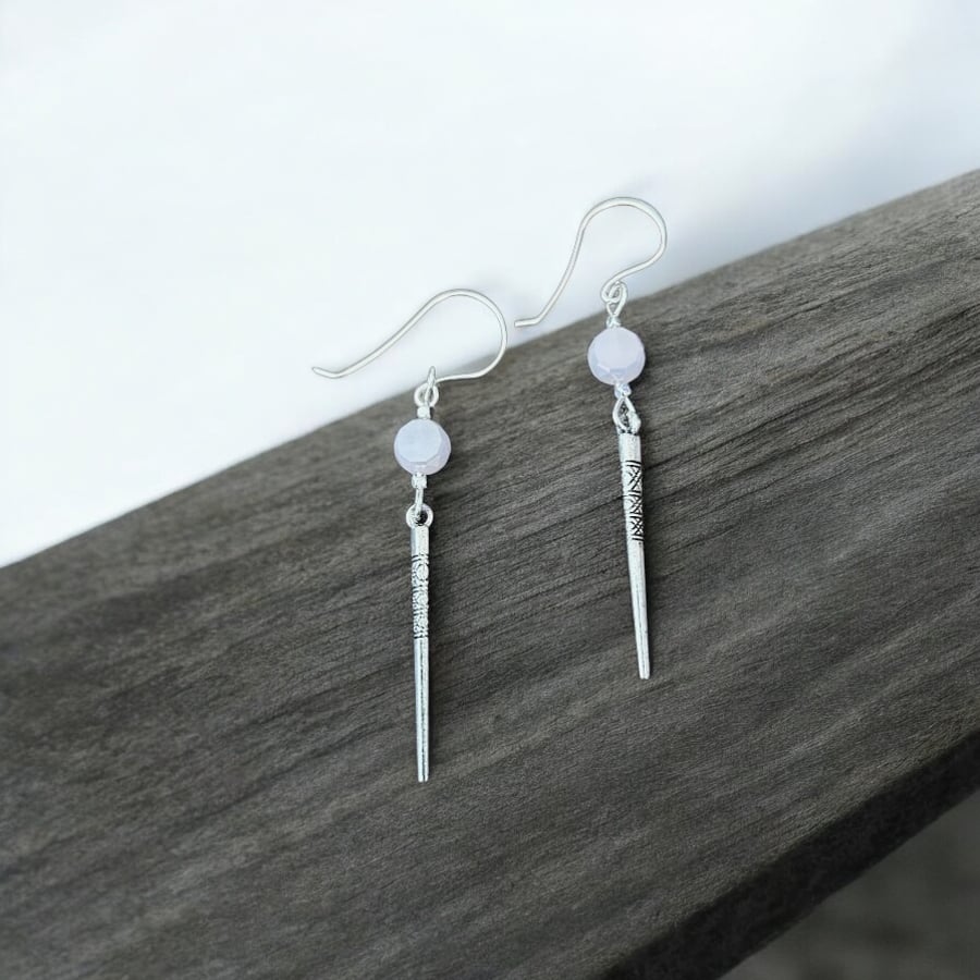 Crystal Totem Dangle Earrings - Silver Plated -  FREEPOST