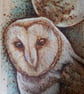 Pyrography large & long Barn Owl wooden board hanging decoration - Image 1
