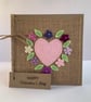 Handmade Valentines card. Pale pink heart and flowers, wool felt. Keepsake card. - Image 2
