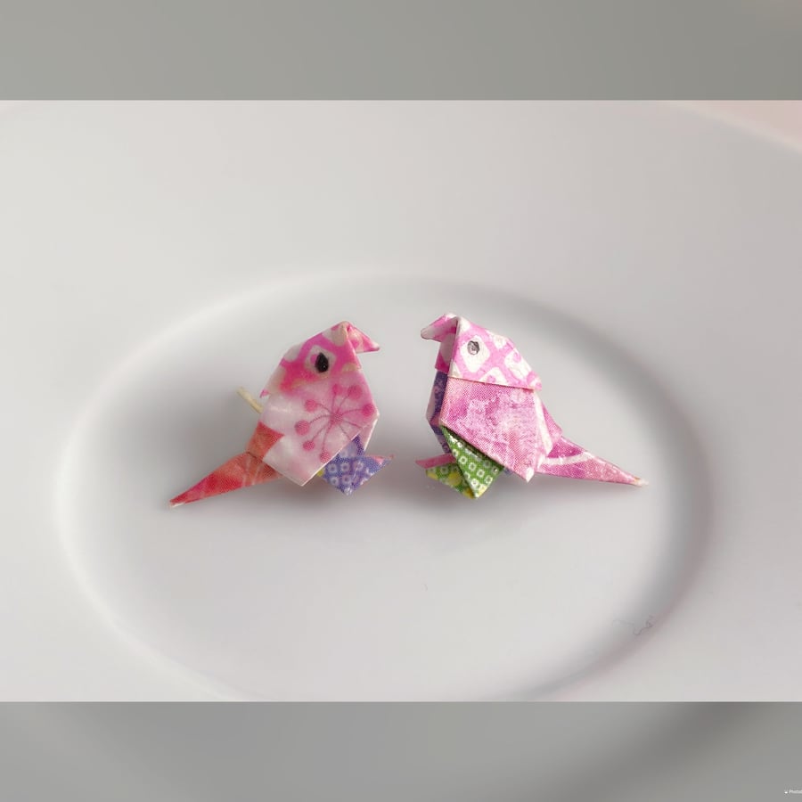 Origami Bird Earrings, Paper Bird Earrings, Tiny Stud Earrings, Bird Earrings