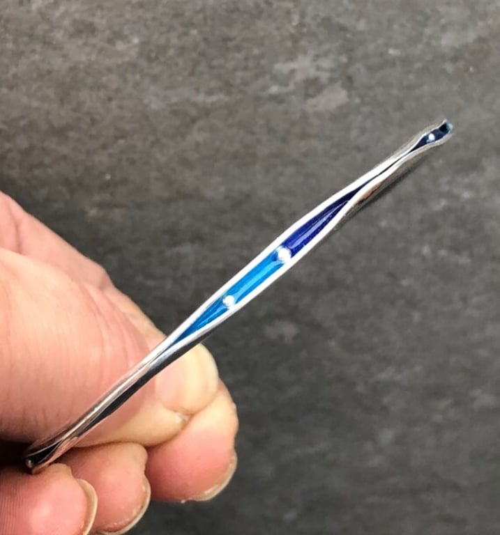 Enamel Bangle, freeform bangle, Blue Ebb and Flow Bangle, enamel, 