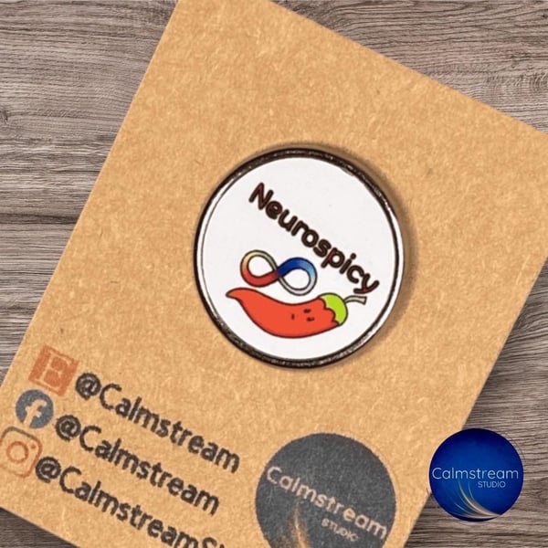 Neurospicy, neurodivergent, pin badge.