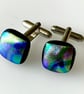 Dichroic Patterned Fused Glass Cuff Links - Image 3