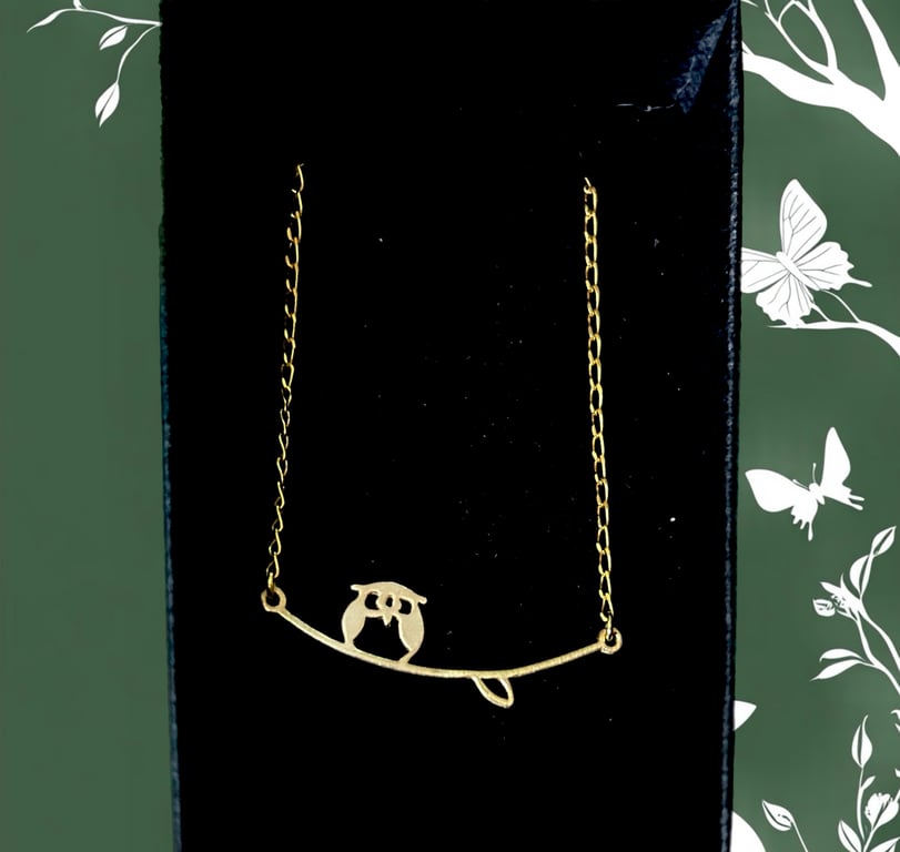 Gold Vermeil OWL Pendant Necklace - Wildlife Birds of Prey Lover