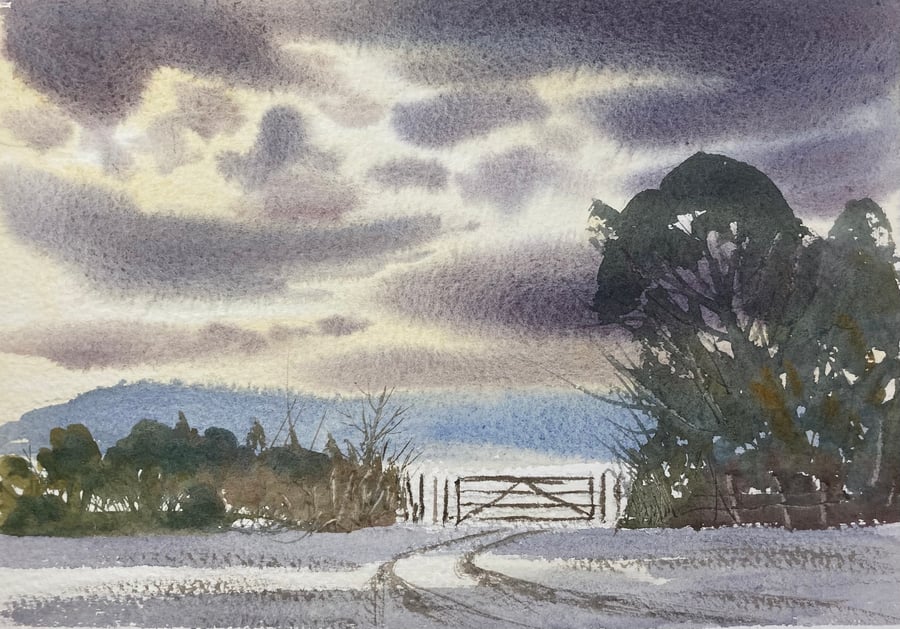 Winter fields (Pure Original Watercolour)