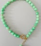 Handmade Green Gemstone Necklace with Gold Stainless Steel Clasp