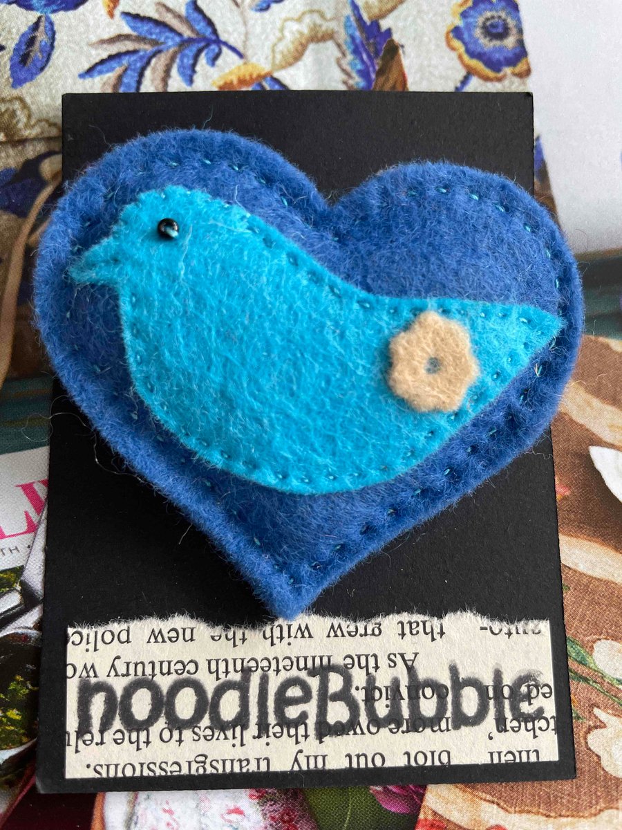 Blue Bird Heart Perfectly Imperfect brooch