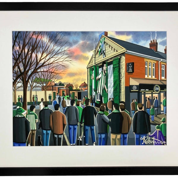 Blyth Spartans, Croft Park, Framed Football Art Print. 20" x 16" Frame Size