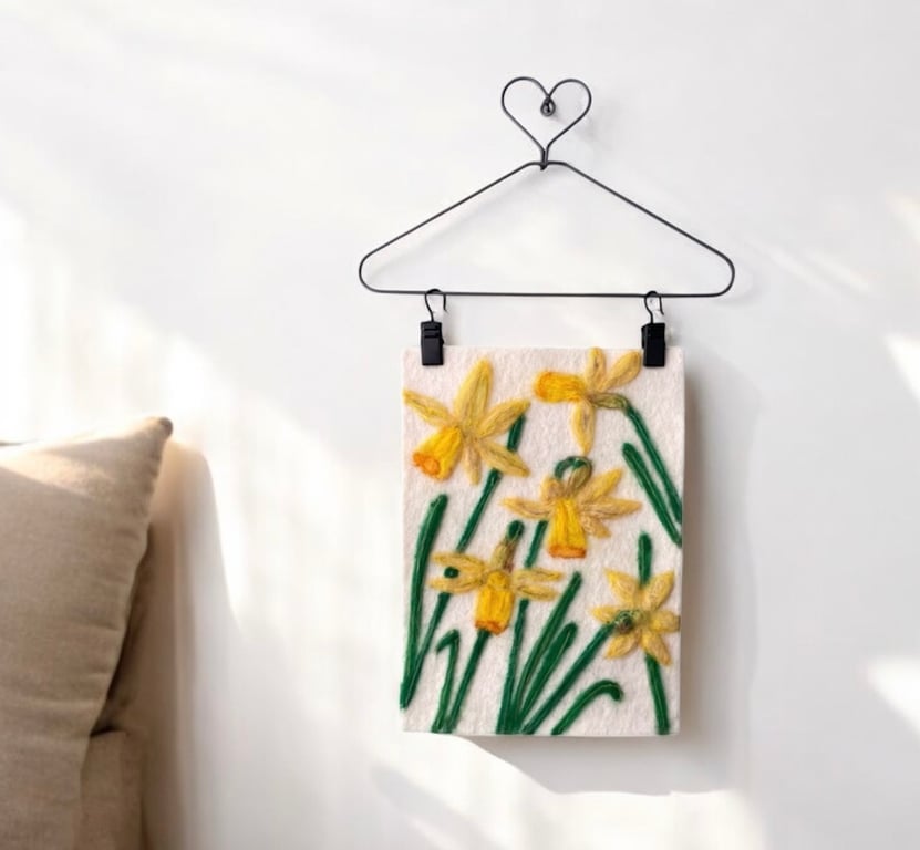 Hand felted Daffodil Textile Artwork 