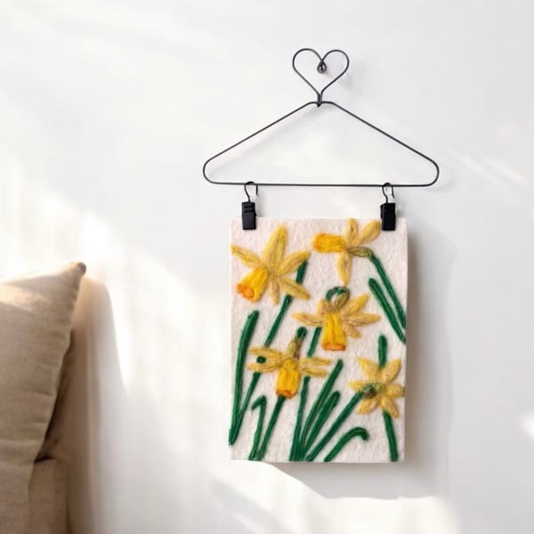 Hand felted Daffodil Textile Artwork 